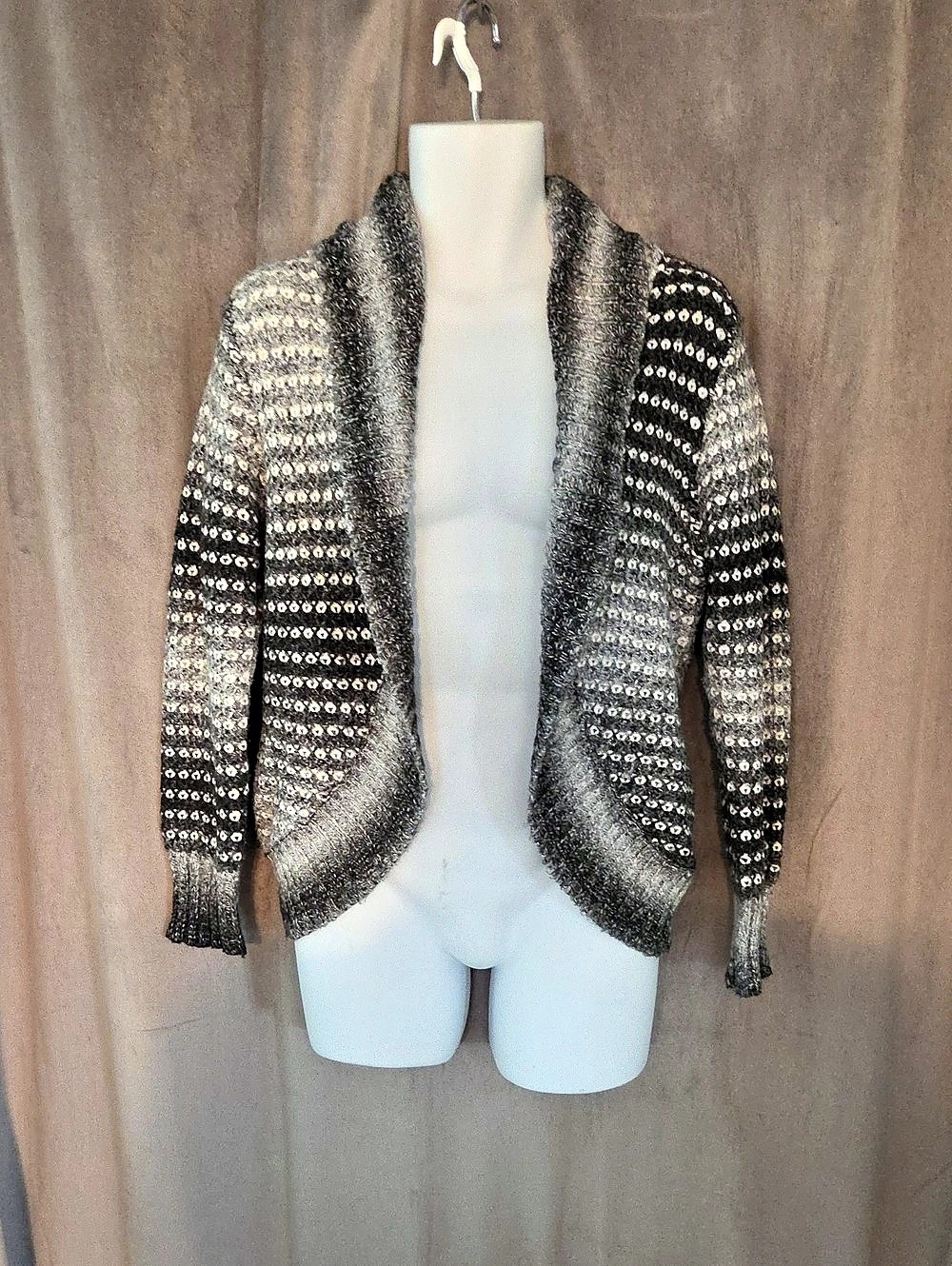 Valenti Striped Cardigan in Gray & Black Size XL